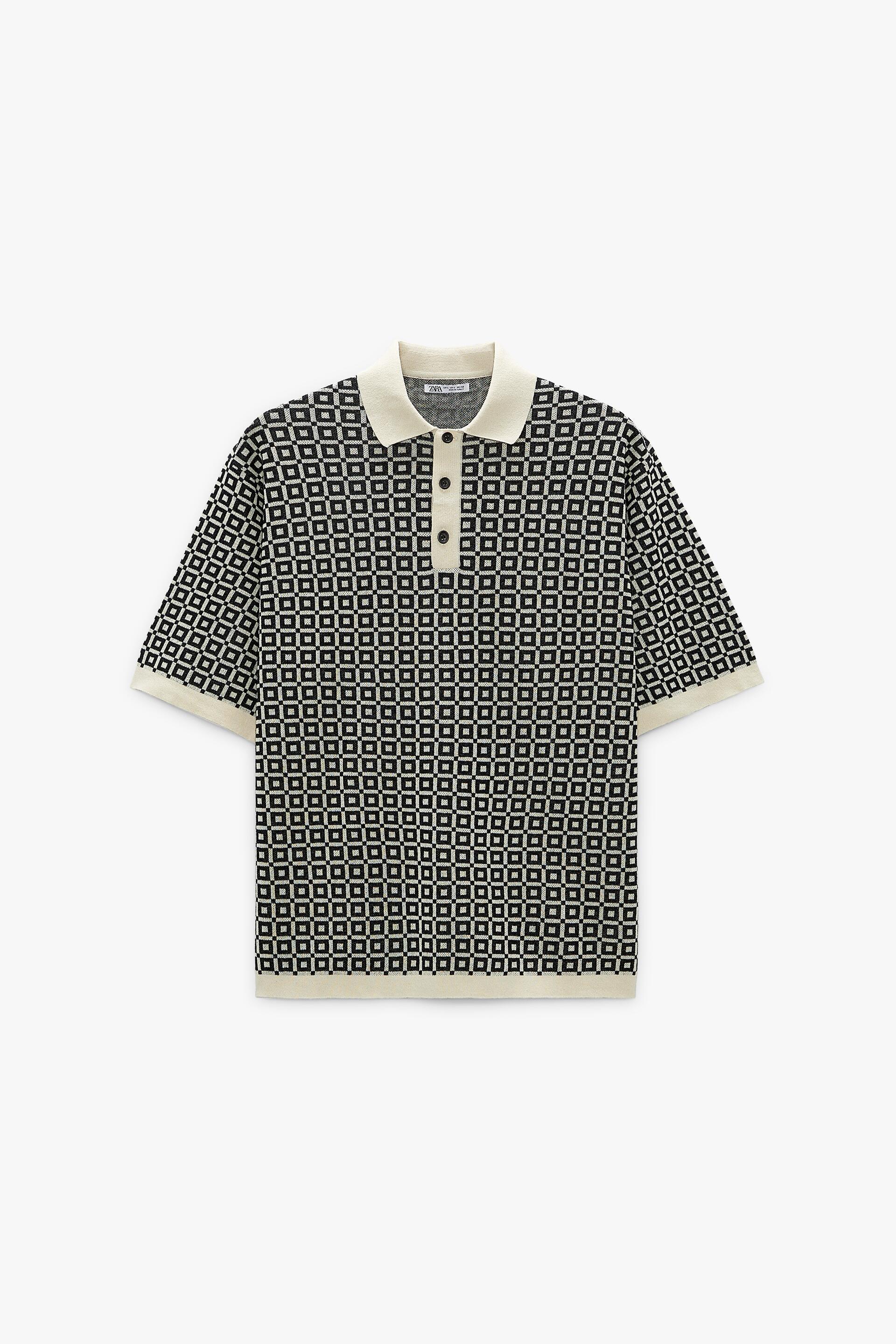 GEOMETRIC JACQUARD KNIT POLO SHIRT 