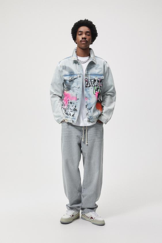 GRAFFITI DENIM JACKET - Light blue | ZARA Thailand