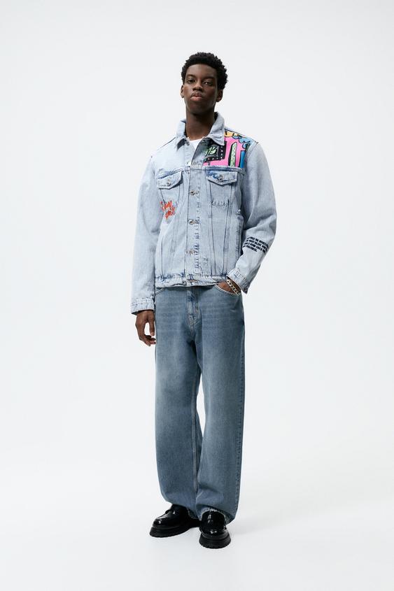 PRINTED DENIM JACKET - Blue | ZARA Turkey