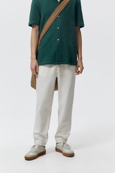 Image 0 of JOGGER WAIST COTTON TROUSERS from Zara