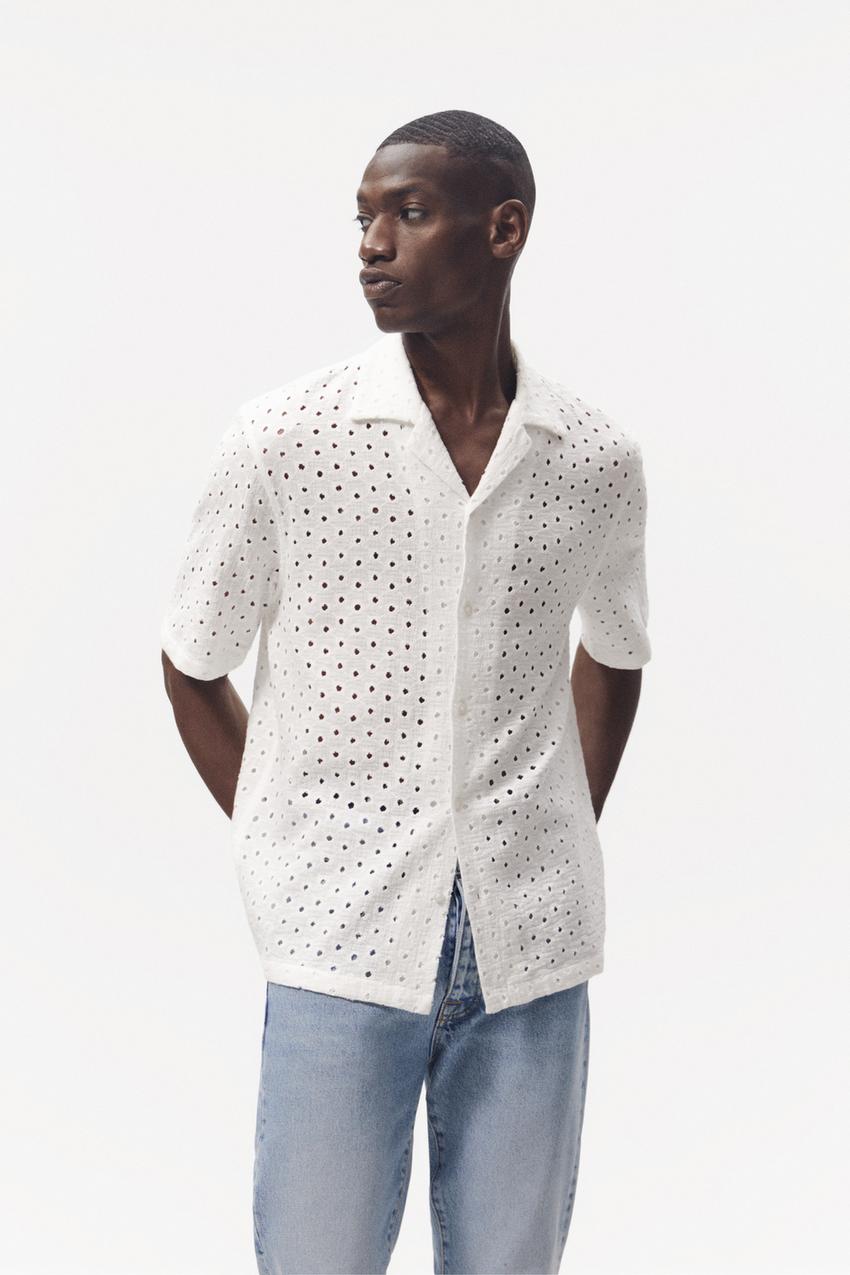 CAMISA PERFORADO BORDADO Blanco ZARA Estados Unidos de America United States