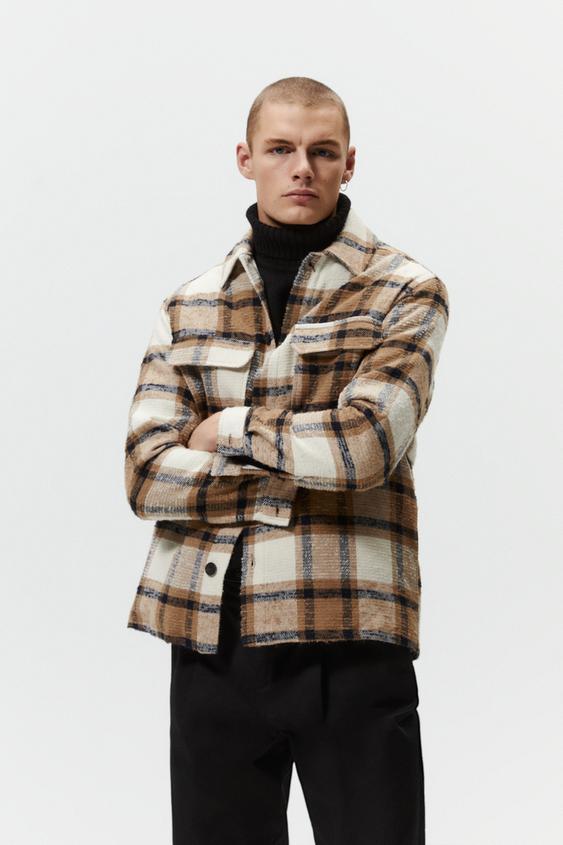 チェック シャツジャケット ゴールデンブラウン Zara Japan 日本 チェック シャツジャケット ゴールデンブラウン Zara Japan 日本