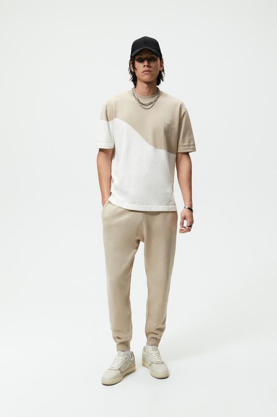 COLORBLOCK KNIT T-SHIRT - taupe brown 