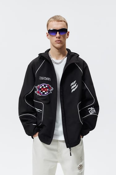 Image 0 of HOODED JACKET WITH PATCHES from Zara