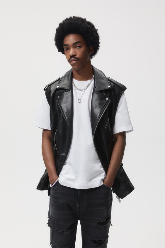 CHALECO BIKER EFECTO PIEL - Negro | ZARA Chile