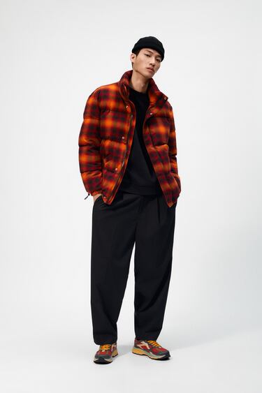 CHECK FLANNEL PUFFER JACKET