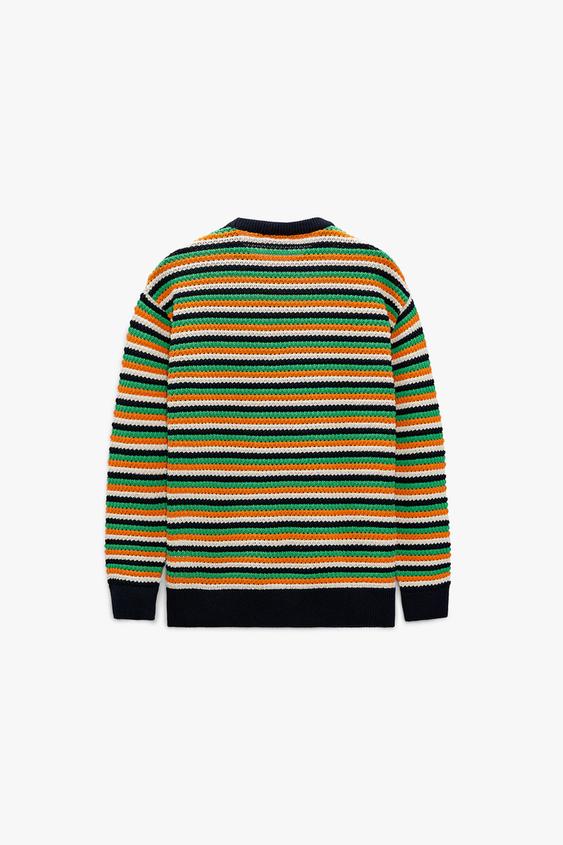 JERSEY CROCHET RAYAS - Marino | ZARA España