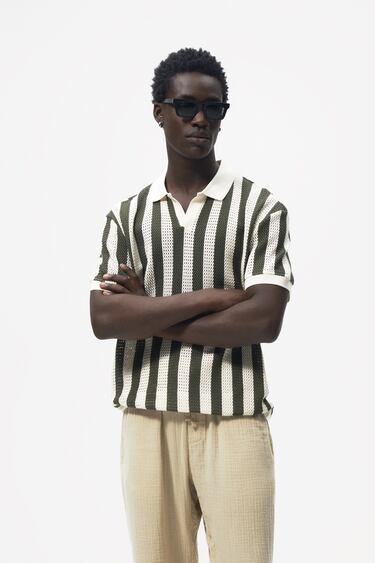 STRIPED CROCHETED POLO