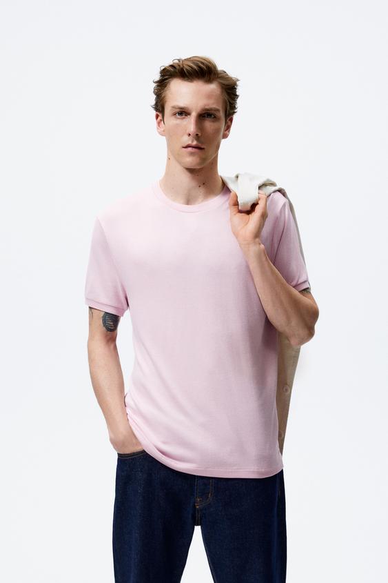 KNIT T-SHIRT - Chalk pink | ZARA Singapore