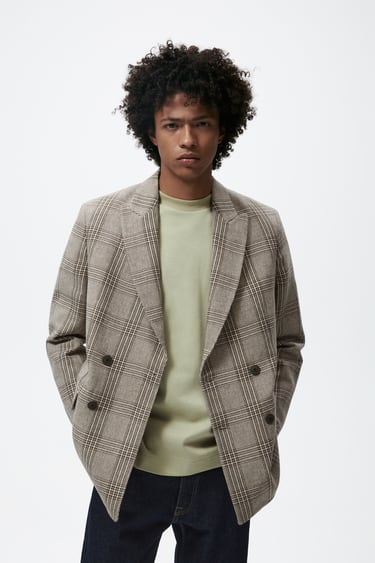 DOUBLE-BREASTED CHECK BLAZER