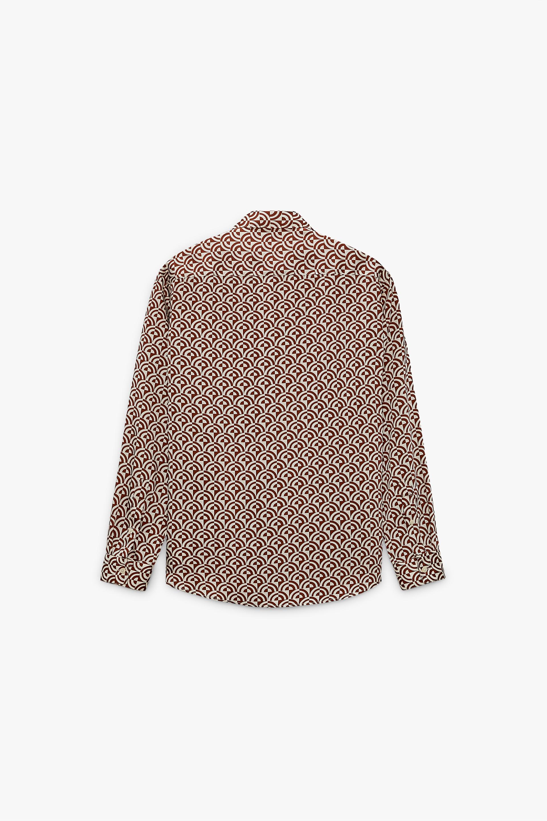 GEOMETRIC PRINT SHIRT - Ecru / Brown 