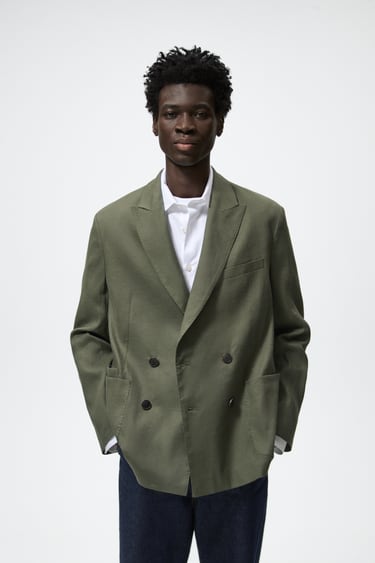 Image 0 of DOUBLE-BREASTED LINEN - COTTON BLAZER from Zara