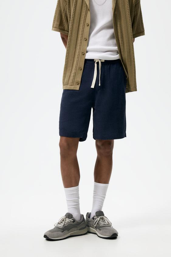 BERMUDA RAYAS CON LINO - Beige | ZARA España