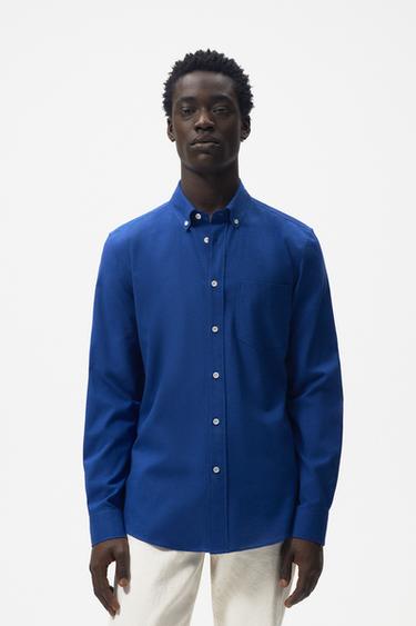 Camisa azul cielo hombre zara