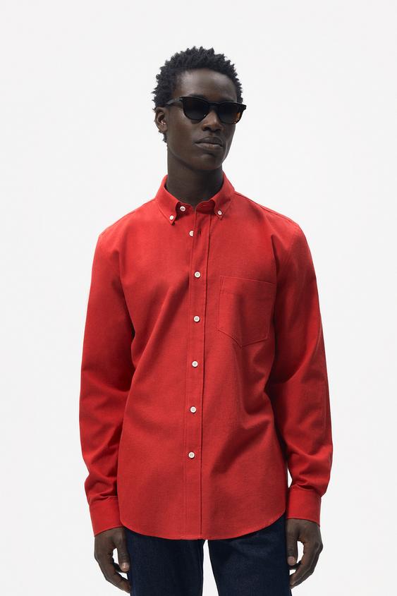 LINEN - COTTON BLEND SHIRT - Red | ZARA 
