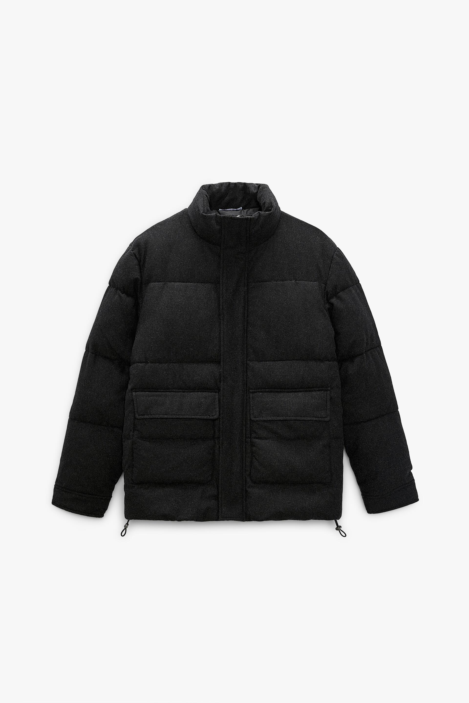 zara black down jacket