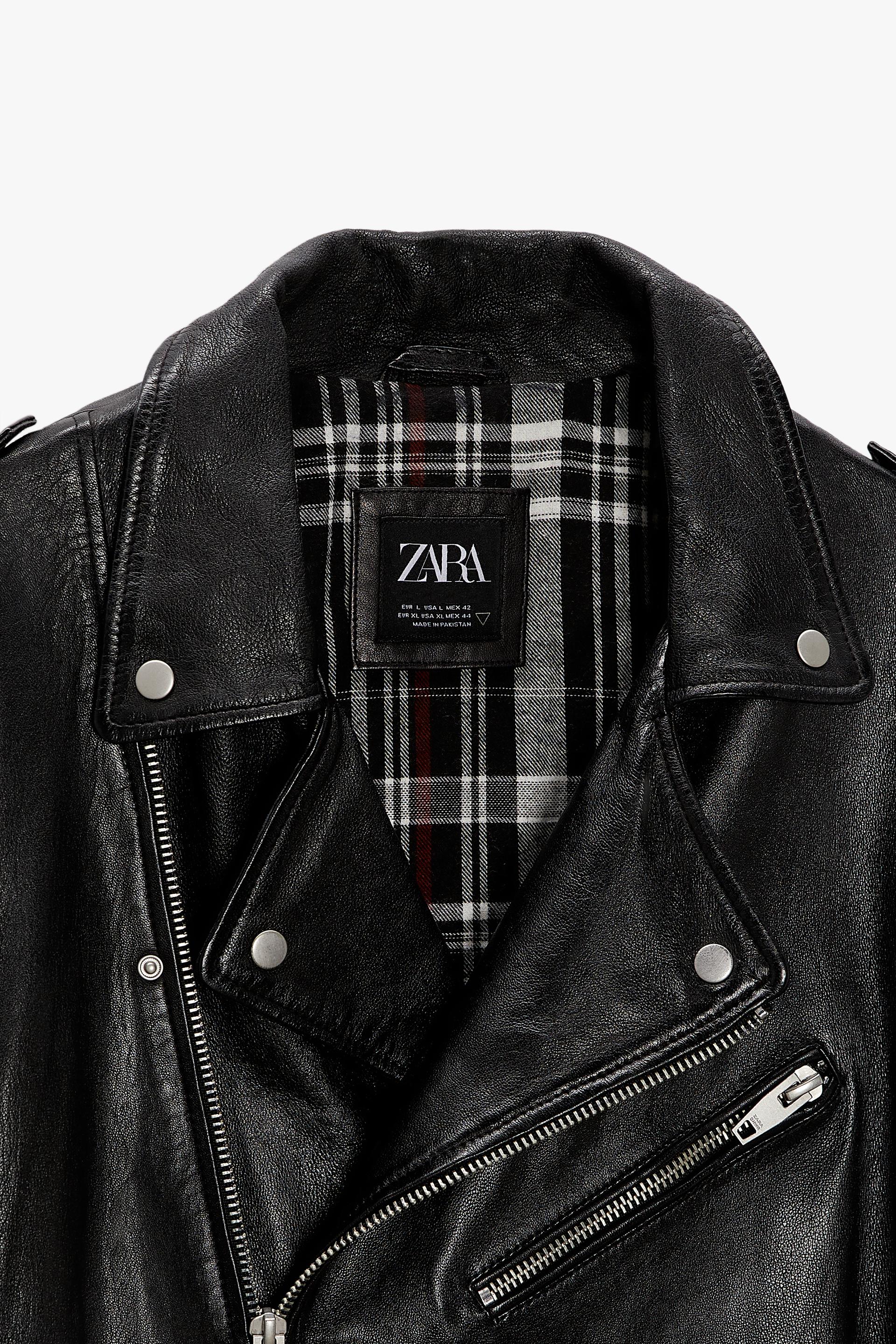 CAZADORA BIKER OVERSIZE PIEL - Negro | ZARA México