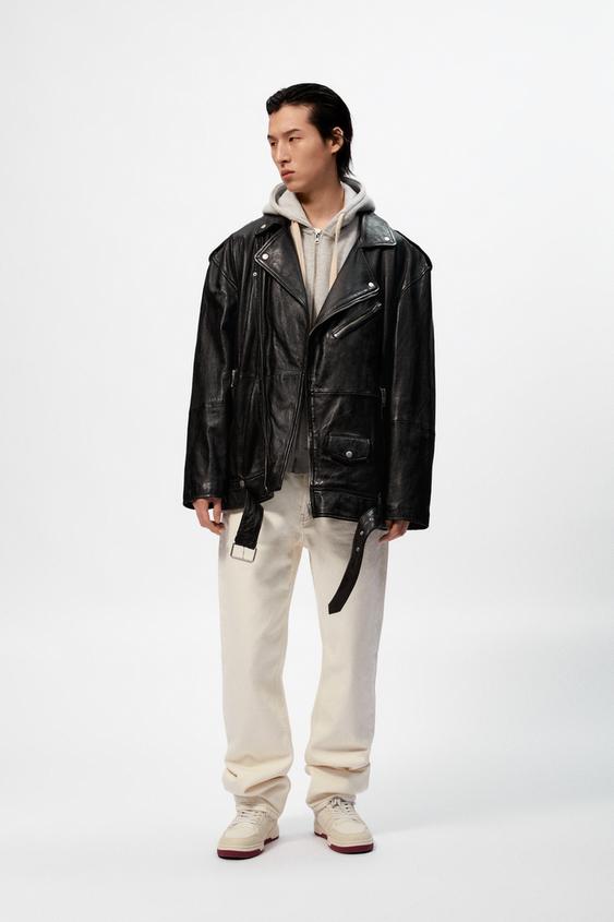 オーバーサイズ レザーライダースジャケット ブラック Zara Japan 日本 オーバーサイズ レザーライダースジャケット ブラック Zara Japan 日本