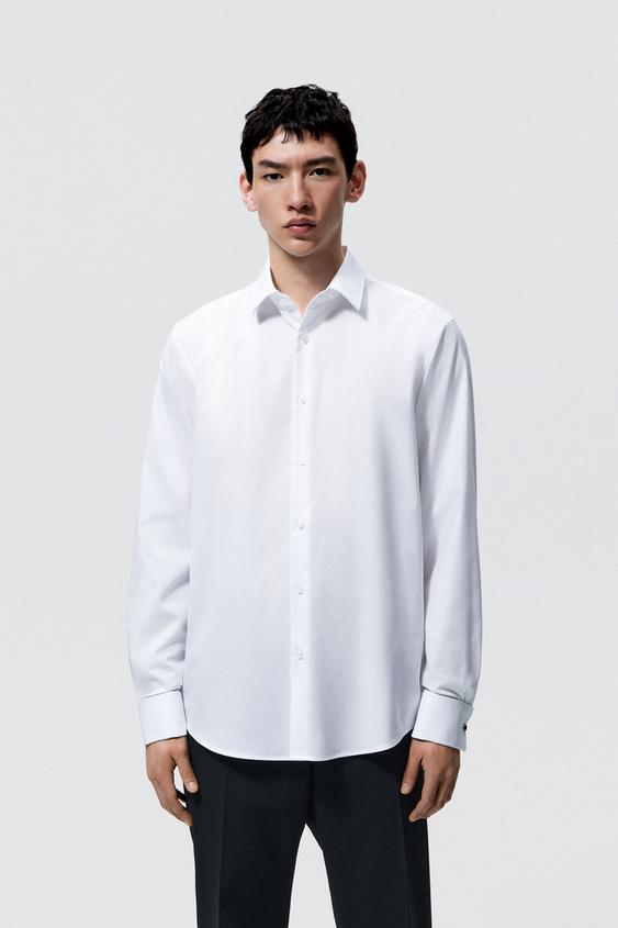 ダブルカフス シャツ ホワイト Zara Japan 日本 ダブルカフス シャツ ホワイト Zara Japan 日本