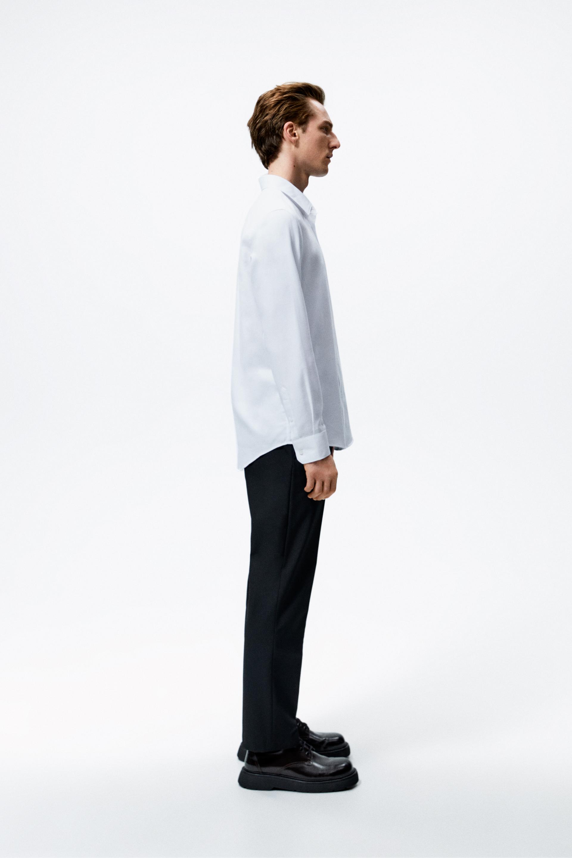 EASY CARE TEXTURED SHIRT - White / Grey 