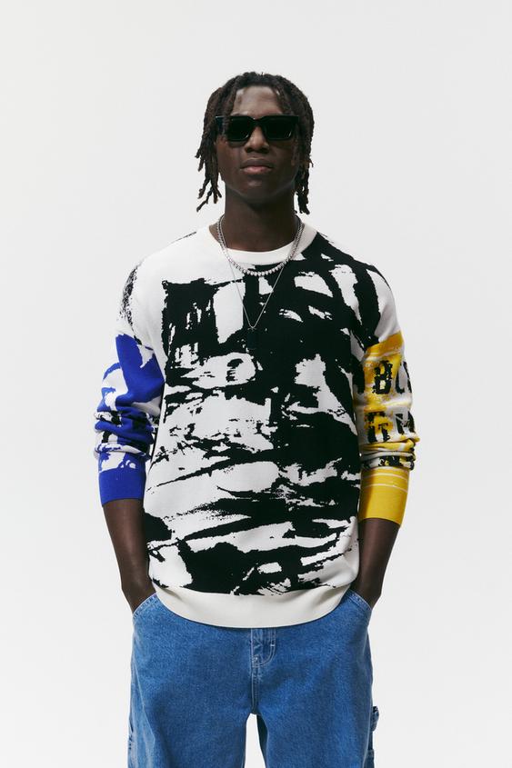 zara printed sweater