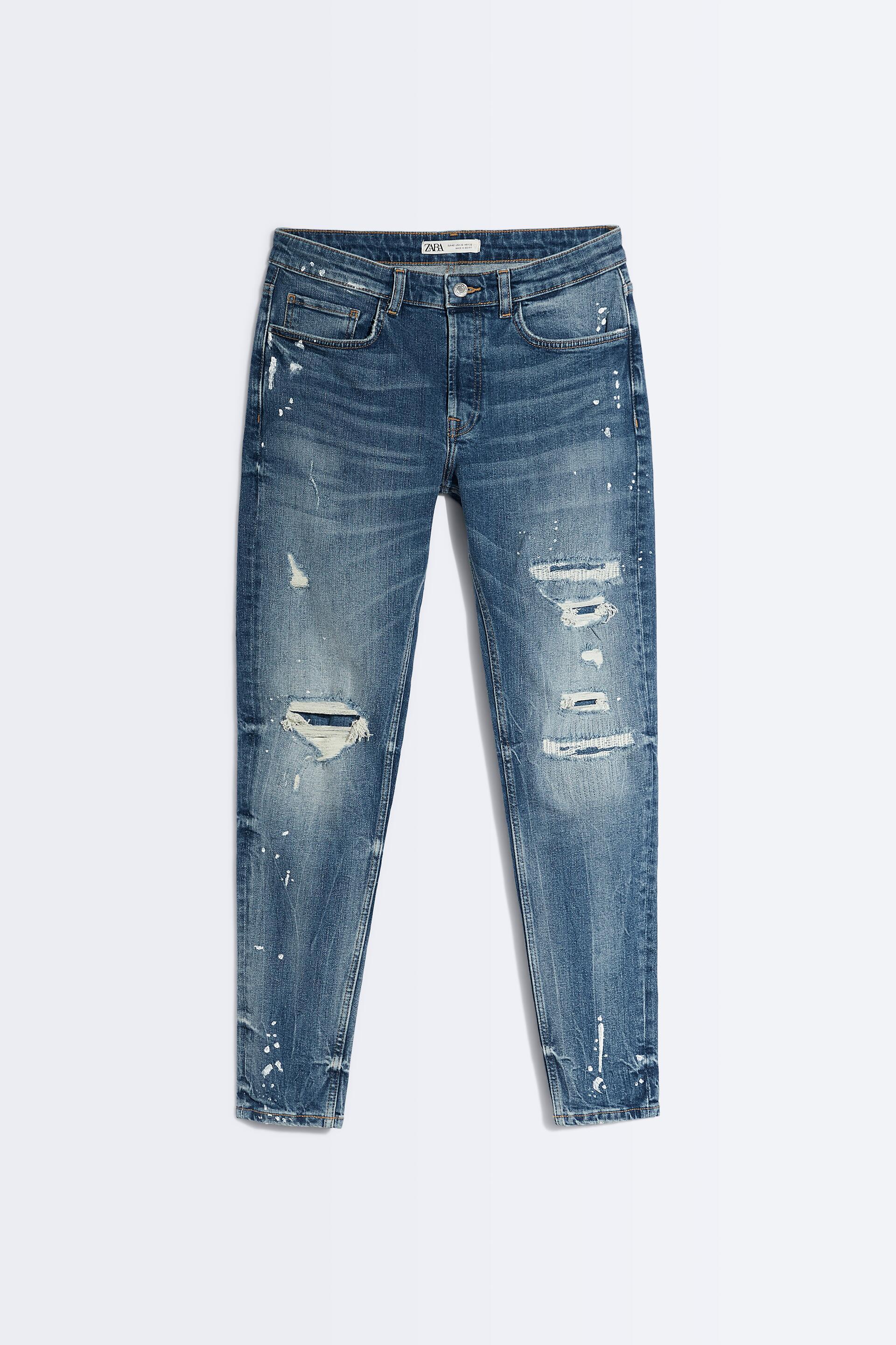 RIPPED JEANS WITH PAINT SPLATTER - Mid 
