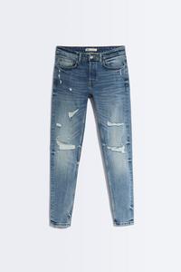 SKINNY SPLIT-HEM JEANS - Blue | ZARA Australia