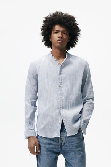 zara mens grandad collar shirt