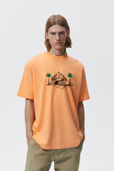 EMBROIDERED PALM TREE T-SHIRT