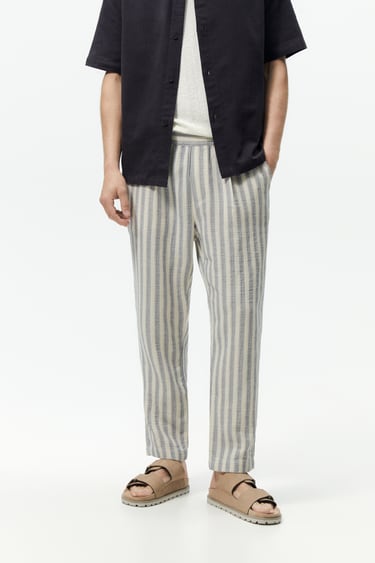 STRIPED TEXTURED PANTS