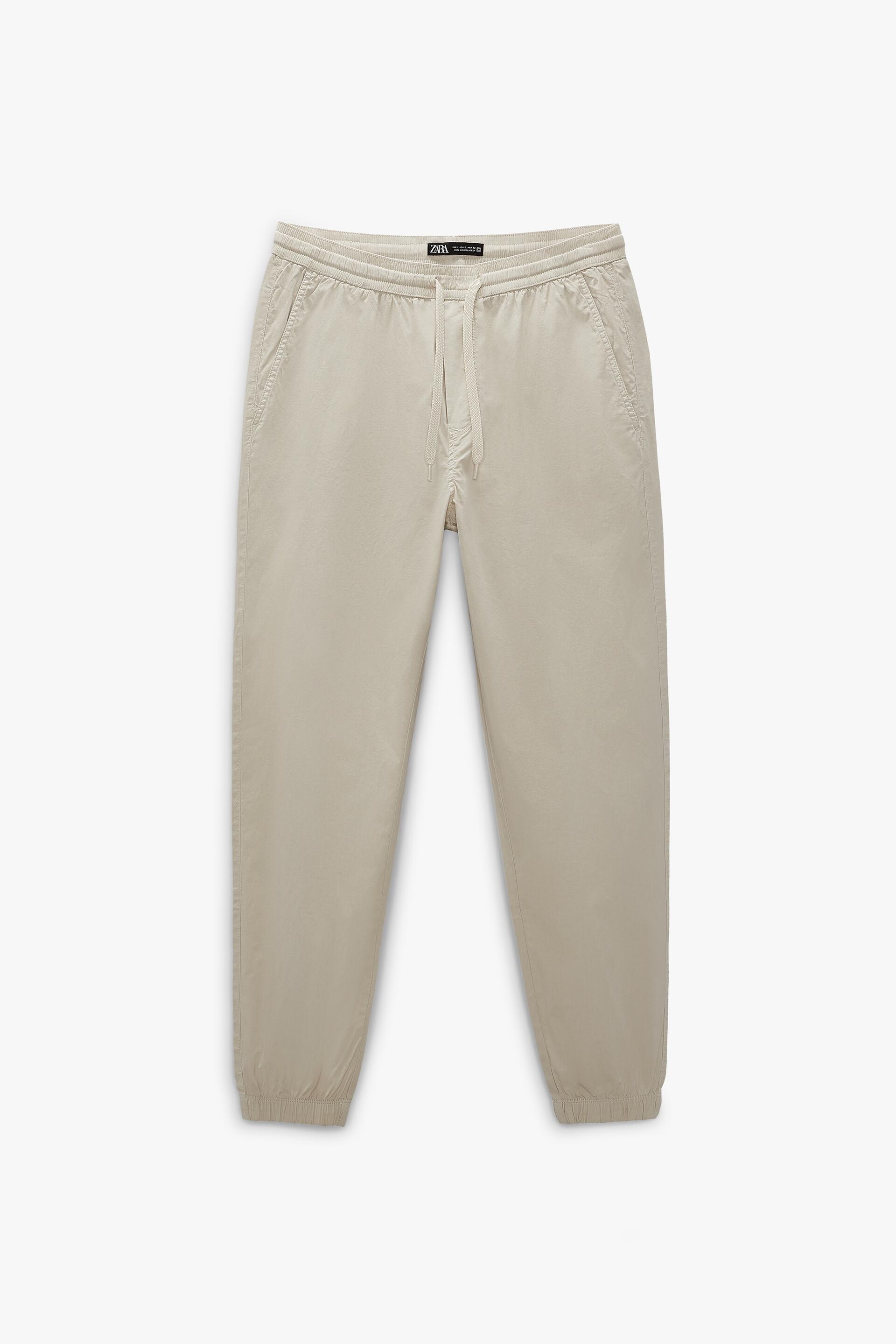 POPLIN PANTS WITH JOGGER WAIST - Dark 
