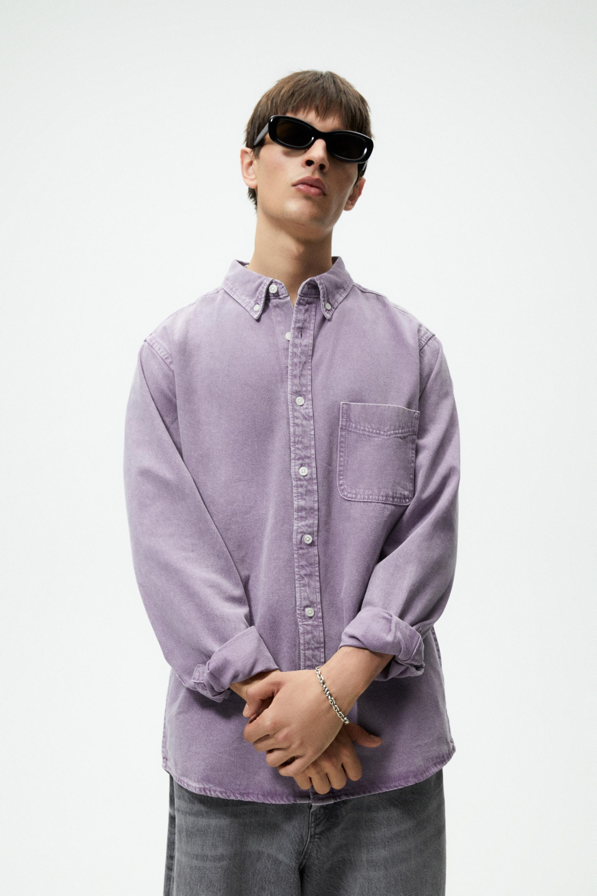 COLOURED DENIM SHIRT - Dusty mauve 