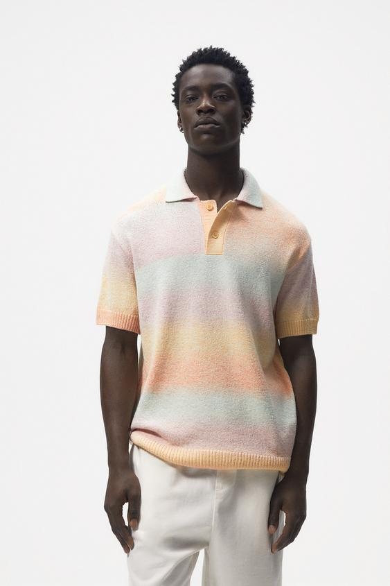 PRINTED KNIT POLO SWEATER 