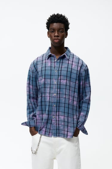 Image 0 of TIE-DYE CHECKED SHIRT from Zara