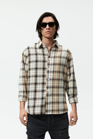 Image 0 of CONTRASTING CHECKED SHIRT from Zara