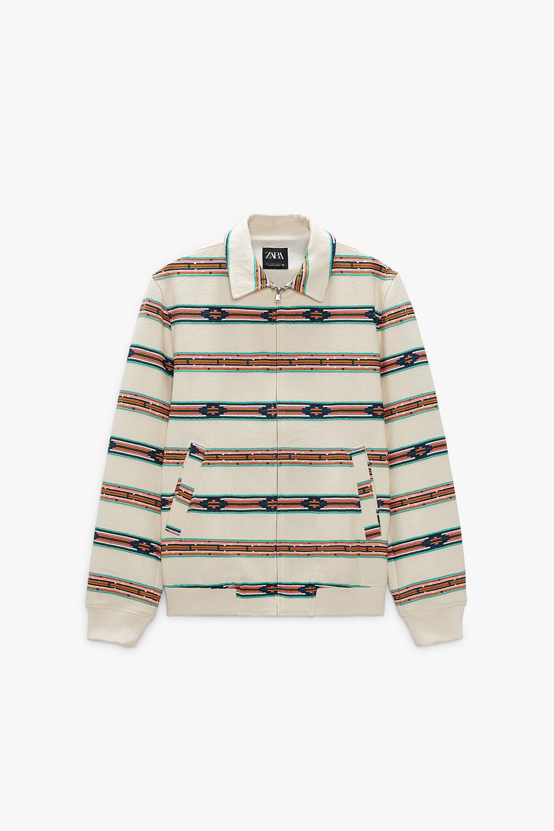 STRIPED JACQUARD JACKET - Ecru | ZARA Spain