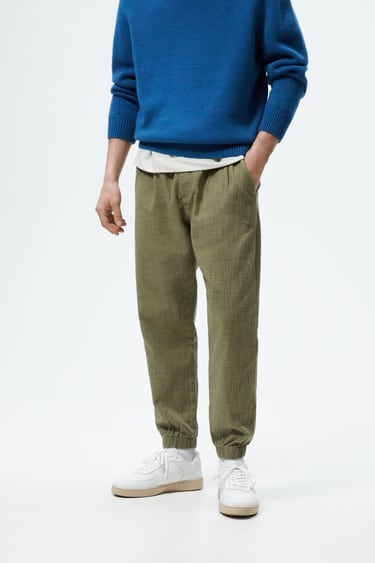 TEXTURED COTTON TROUSERS