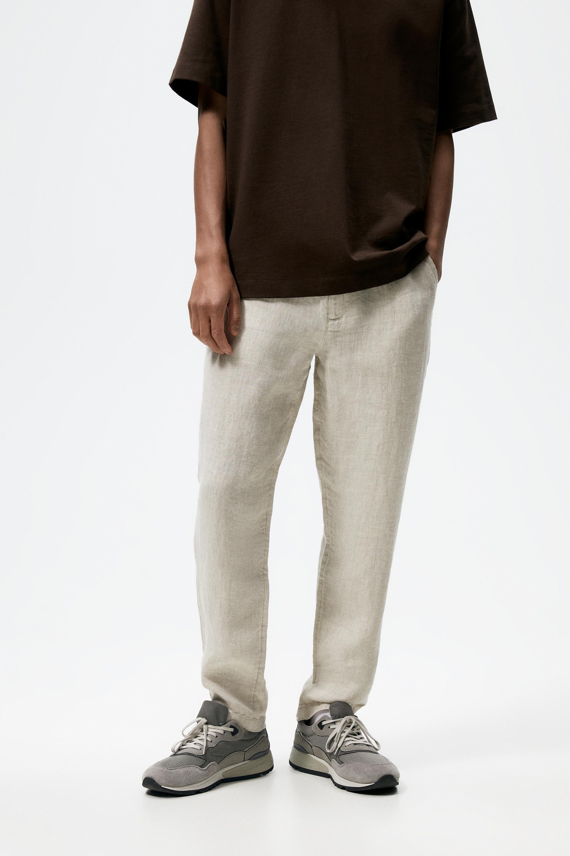 PANTALÓN 100% LINO CORDÓN - Gris | ZARA España