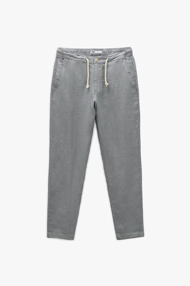 100% LINEN PANTS WITH DRAWSTRING