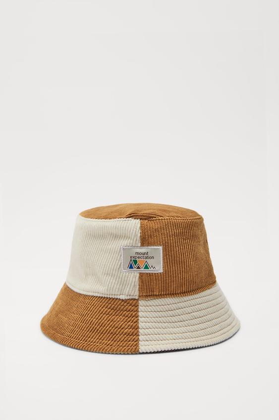 CORDUROY COLOUR BLOCK BUCKET HAT 