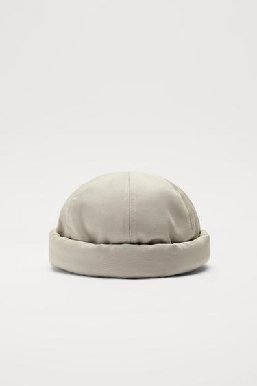 SHORT BEANIE WITH SEAMS - Grey marl 
