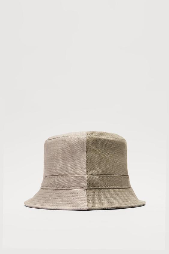 COLOUR BLOCK BUCKET HAT - Grey marl 