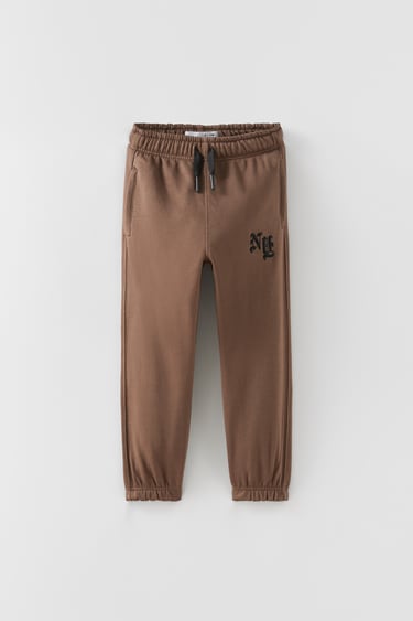 Image 0 of EMBROIDERED PLUSH PANTS from Zara