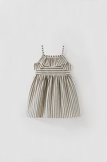 TEXTURED DRESS WITH STRIPES
