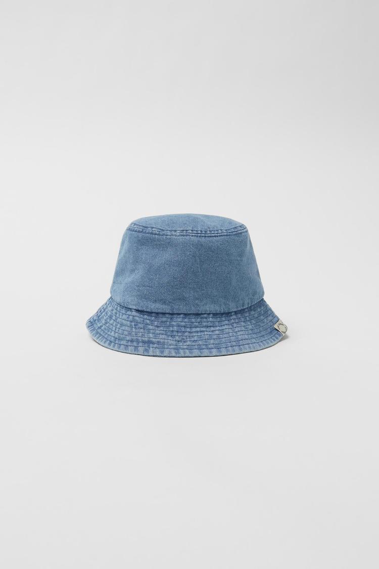 KIDS/ WASHED DENIM BUCKET HAT - Blue 