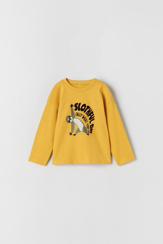 ANIMAL YOGA T-SHIRT - Yellow | ZARA 
