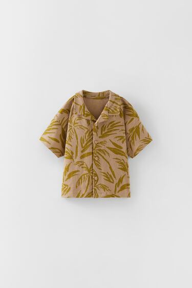 Image 0 of TEXTURED LEAF PRINT SHIRT from Zara