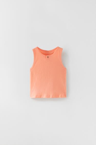 SLEEVELESS T-SHIRT WITH BUTTON