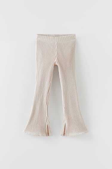 WAFFLE-KNIT FLARED TROUSERS
