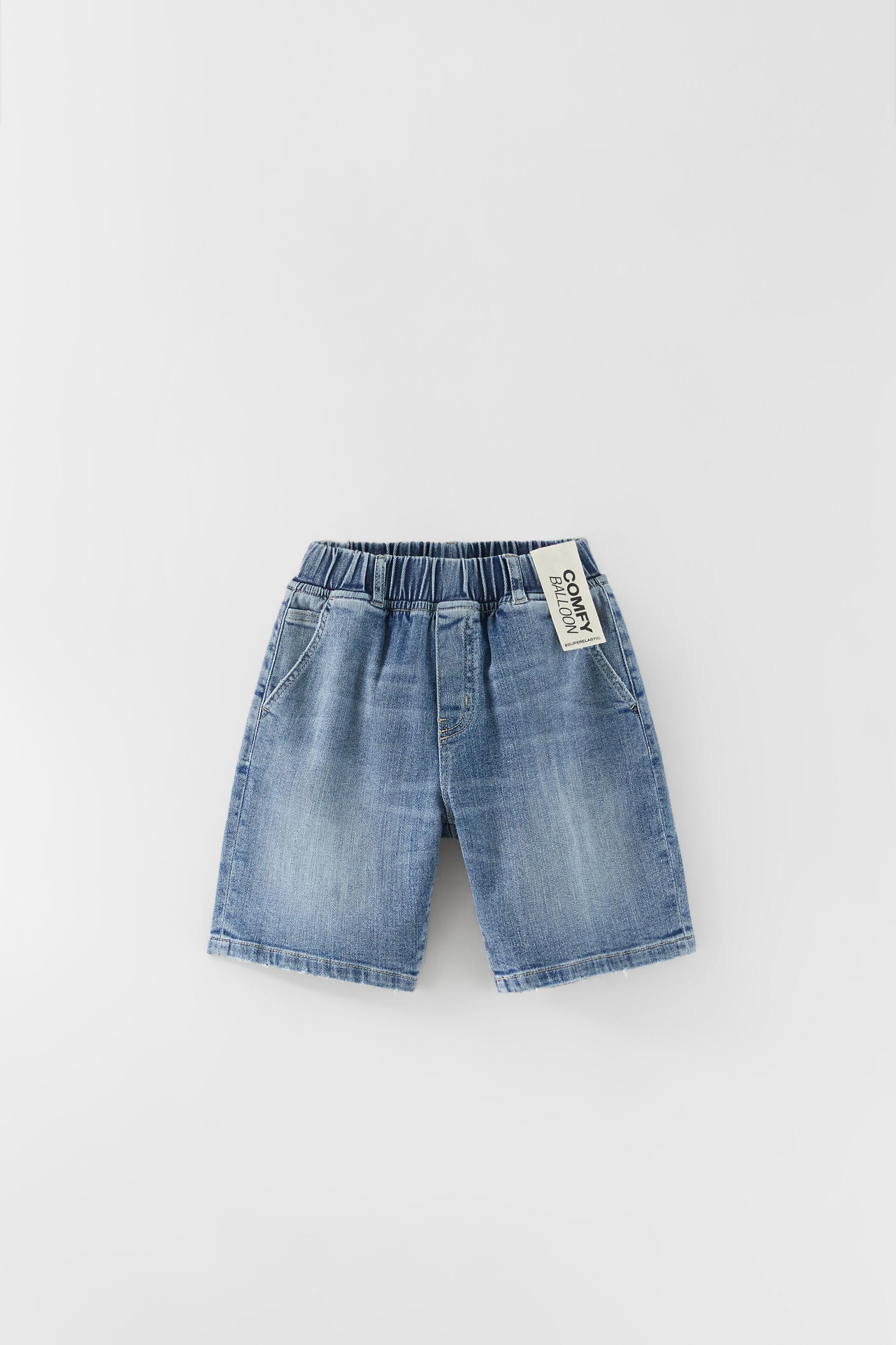 BALLOON FIT DENIM BERMUDA SHORTS - Mid-blue | ZARA Singapore